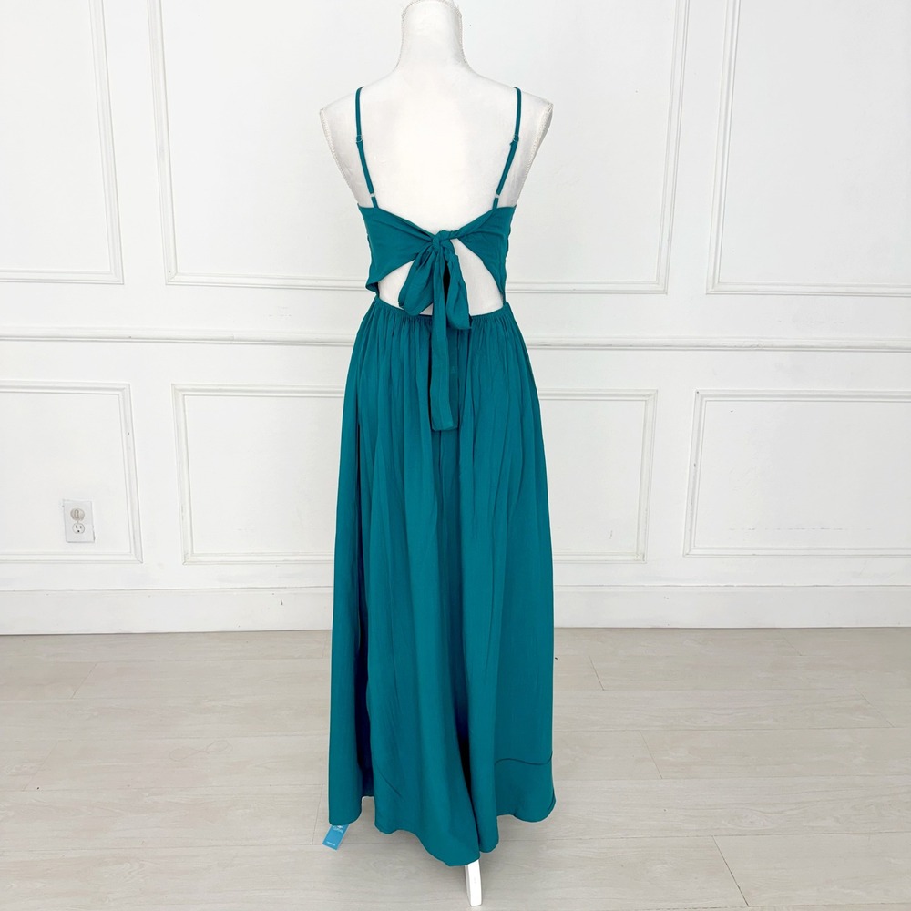Cupshe Teal Green Aqua Twist Front Tie Back Cutout Maxi Dress Summer Beach Small - Picture 4 of 11